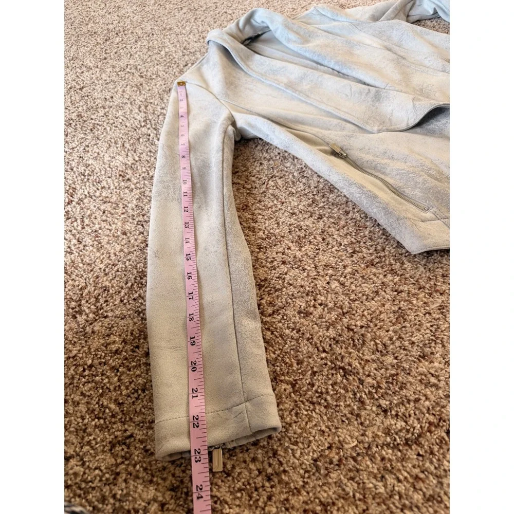 Jones New York Womens Gray Drape Front Faux Suede Jacket Size‎ S